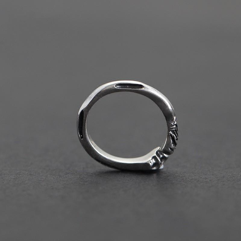 Adjustable Open Ring Couples In Rib Bone Design Vintage Plated Geometric Jewelry Unisex Student Gift