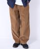 GOSTREET Semi-Wide Double-Fleece Corduroy Curved Elastic Pants Brown