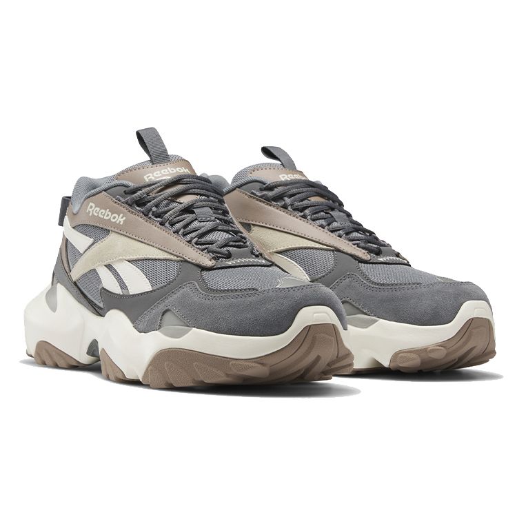 Reebok Fluffipuff Leather Comfortable Trendy Low-Top Dad Shoes Unisex Sneaker Gray Brown HP7724