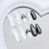 Black cat's eye three-dimensional European and American liquid metal niche dark European and American ins wind removable nail art pieces 24 pieces