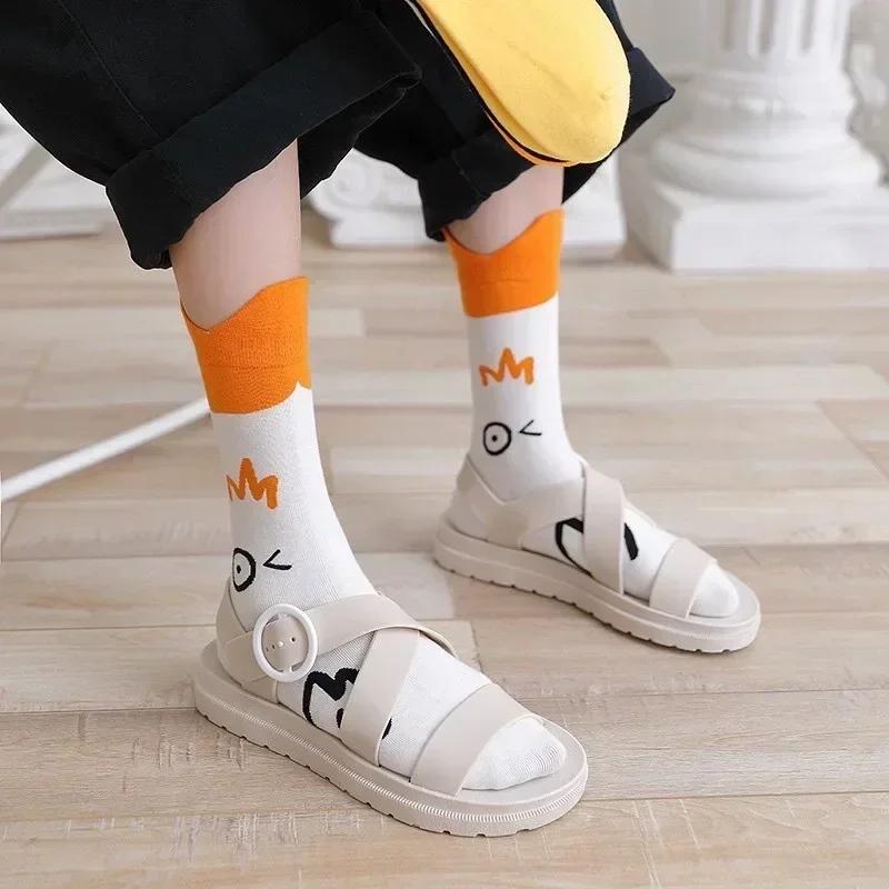 Middle Tube Ins Cute Socks Japanese Duck Cartoon Stockings Cotton College Trend Kawaii Women Socks