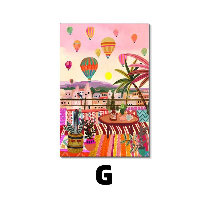 Colorful Travel Mountain City Canvas Painting Abstract Landscape Posters and Prints Wall Art Pictures for Home Living Room Decor
