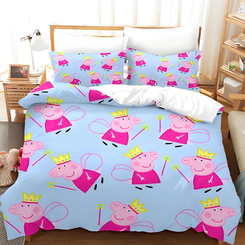 Peppa Pig Cartoon Set With Reactive Printing For Kids Bedroom Decor And Gift