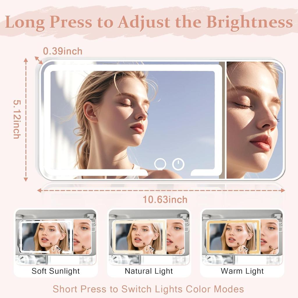 Led Car Sun Visor Vanity Mirror Upgraded Large Vanity Makeup Universal Rear View Mirror for Car Visor