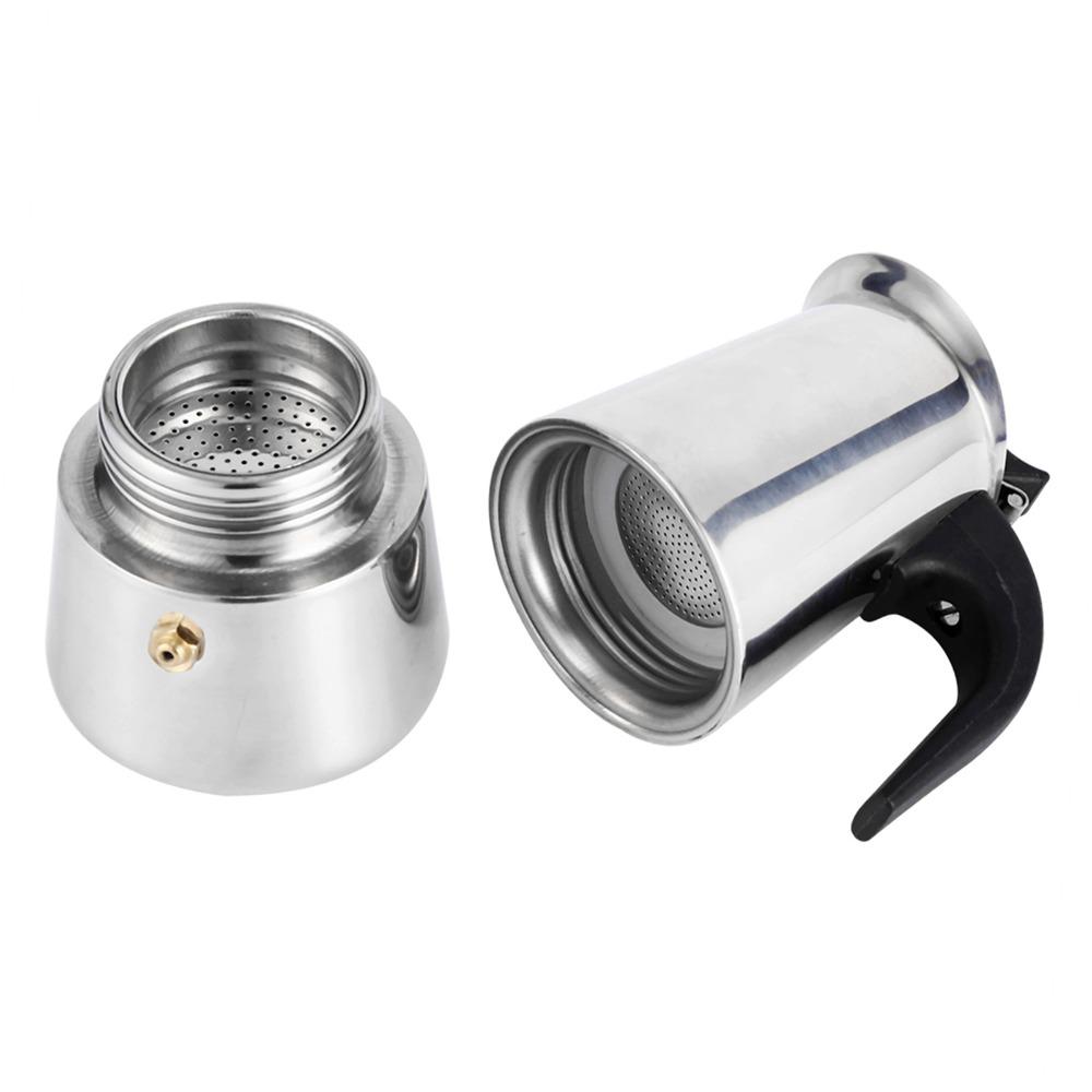 Espresso Stainless Steel Moka Pot 2 Cup 100ml Stovetop Espresso Maker Classic Coffee Maker Home Use