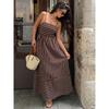 Women Striped Backless High Waist Suspender Maxi Casual Vacation Dress