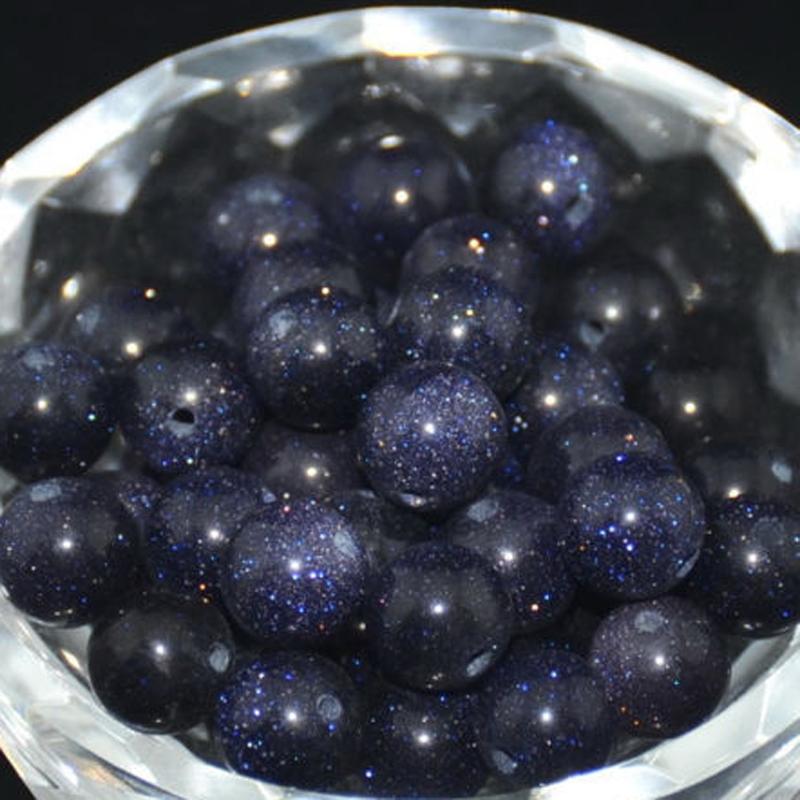 Perline distanziatrici naturali sciolte Perline rotonde lisce di sabbia blu per realizzare gioielli