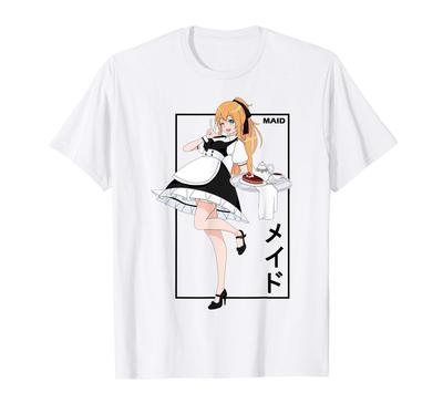 Japońskie Anime Maid Kanji Otaku T-Shirt