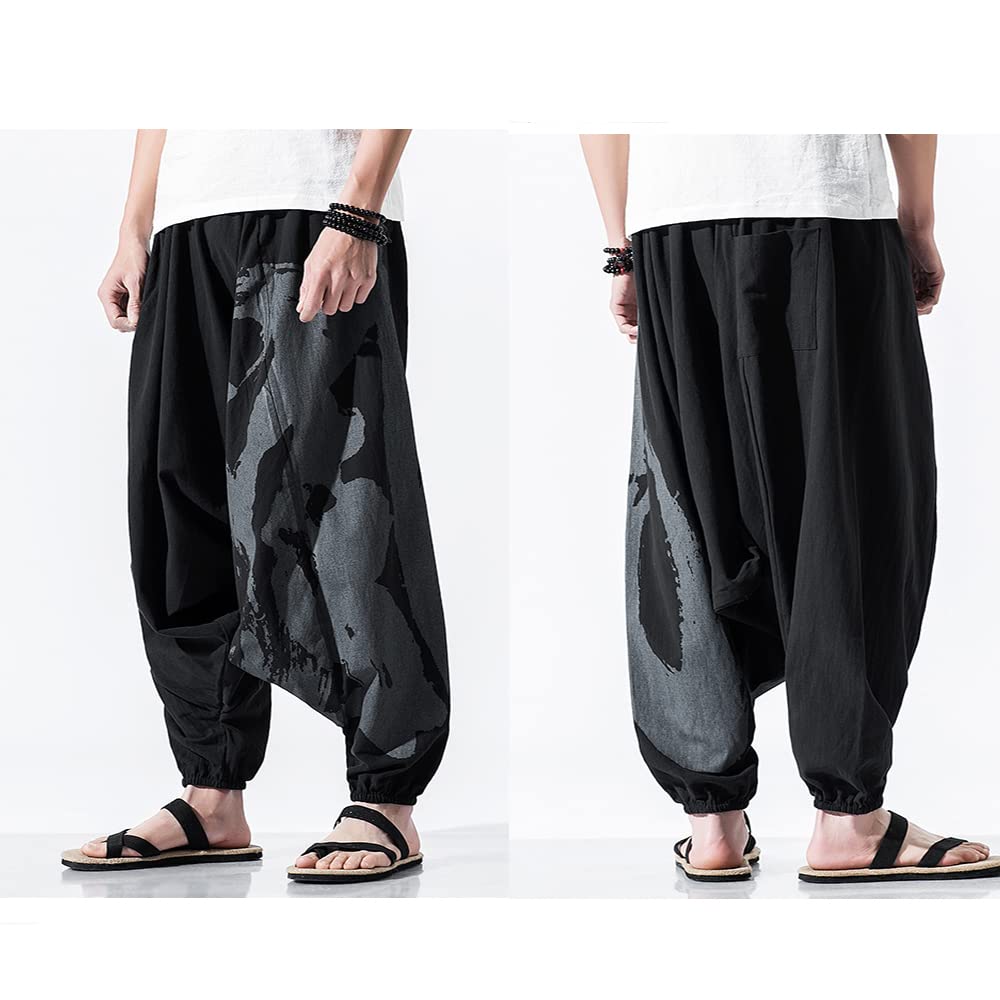 Aladdin sarouel gaucho larg vară elastic relaxant XL [foveitaa] pantaloni, pantaloni, pantaloni, pantaloni, haine pentru bărbați, mari, supradimensionați, in, pantaloni,