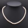 Used V342 Genuine Pearl 6.7mm Pearl SILVER Engraved Necklace Design Silver June Birthstone