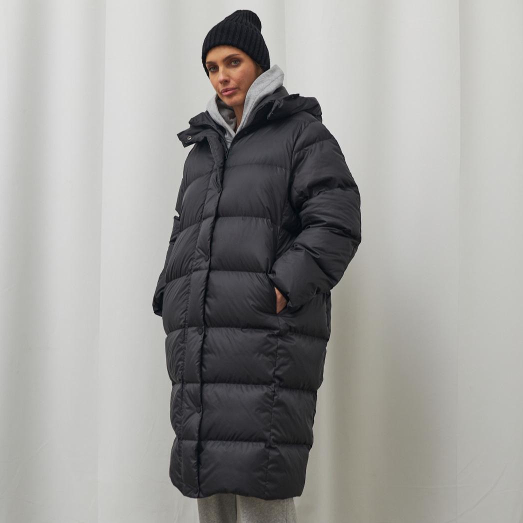 

Женская утолщенная длинная пуховая куртка, зимнее пуховое пальто с капюшоном, стеганые куртки с длинными рукавами и застежкой-молнией, теплая верхняя одежда из пуха для женщин L чёрный