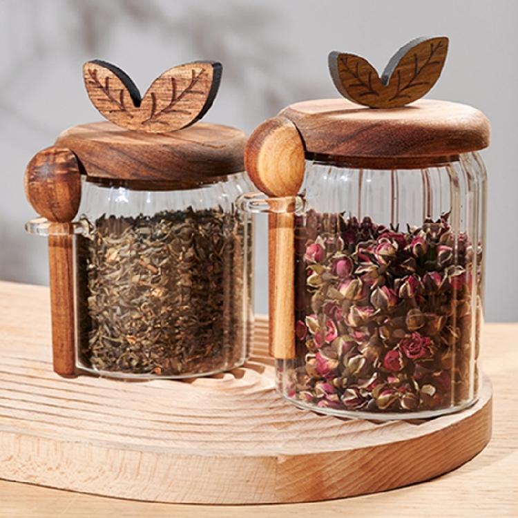 Multifunctional Glass Storage Jar Including Spoon High Borosilicate Glass Sealed Seal for Kitchen Pantries Home Office Use