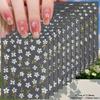 3 To 18 Sheets 3D White Daisy Nail Stickers Gold Line Flower Leaf Decals Self Adhesive Spring Nail Art