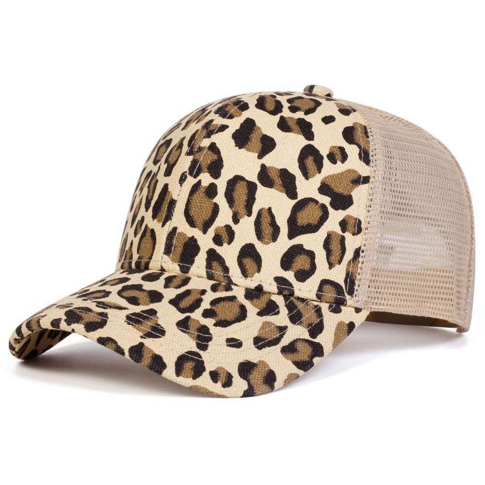 Casual Vintage Leopard Print Baseball Caps With Breathable Mesh Adjustable Baseball Hats Sun Visor Duck Tongue Cap Spring Autumn