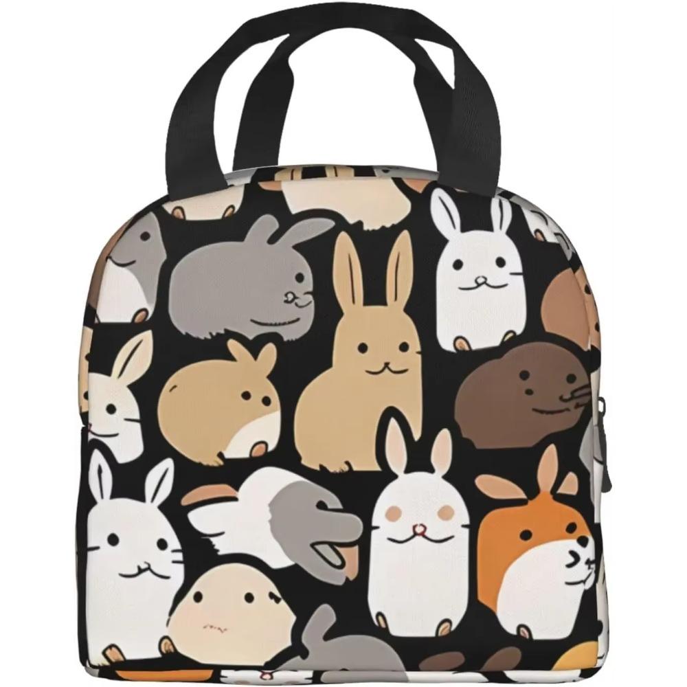 Desene animate la modă Chronst Un grup de iepuri Genți de prânz, Cutie de prânz reutilizabilă cu animale pentru femei bărbați Geantă de prânz pentru facultate muncă