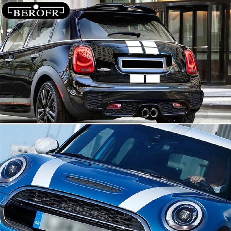 Car Styling Dual Rally Racing Bonnet Boot Rear Roof Stripes Decal Sticker Vinyl for Mini Cooper R56 R50 R53 F55 F56 F60 R60 R55