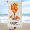 Aperol Cocktail Pattern Beach Towel, Quick Drying Soft Super Absorbent for Summer Beach Pool