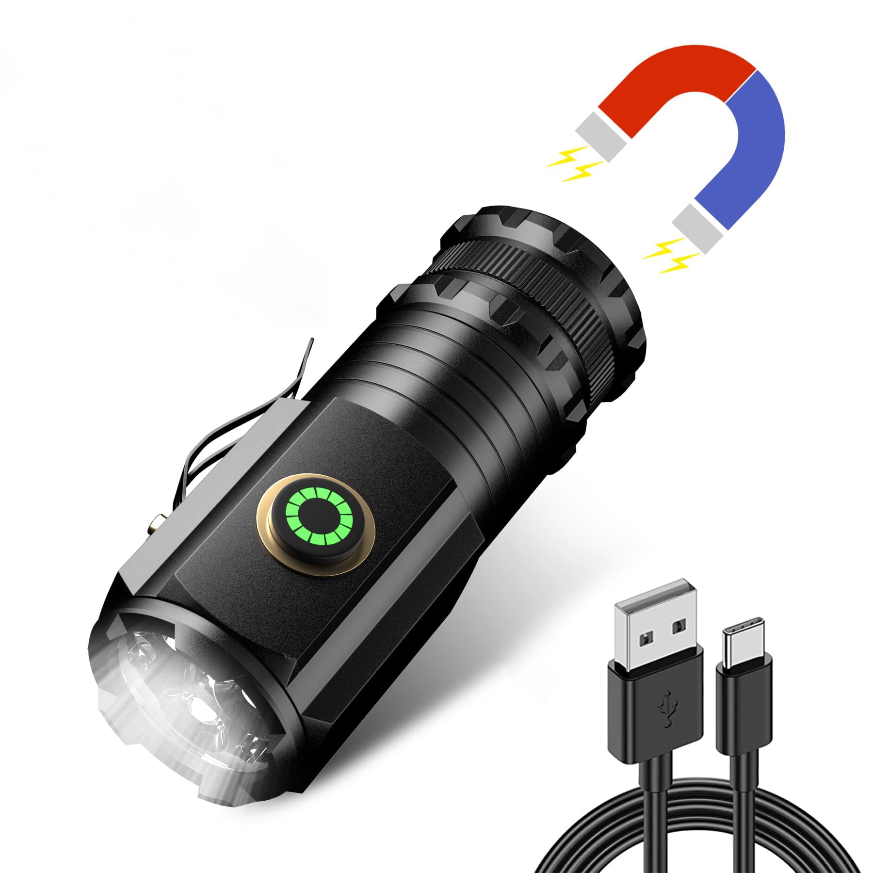 

EDC handheld flashlight with 2500 USB 5 lighting and a aluminum alloy It withstands 2m drops and is IPX68 making it ideal for disaster and outdoor