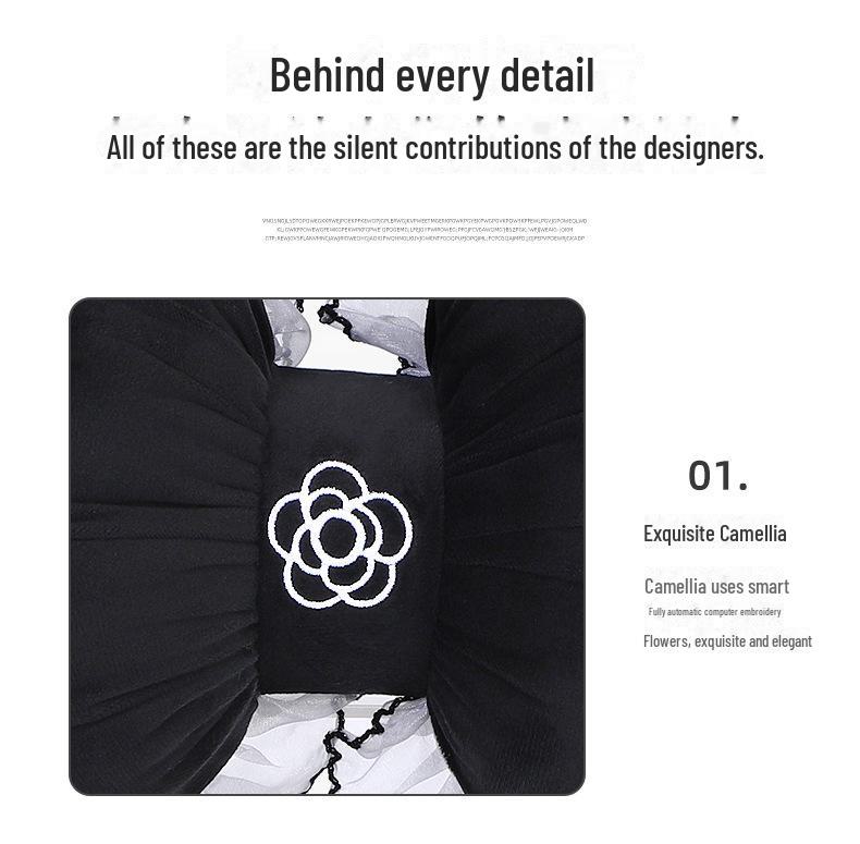 Summer Car Headrest Ventilated Comfortable Neck Pillow with Red Lace Camellia Design and Waist Support