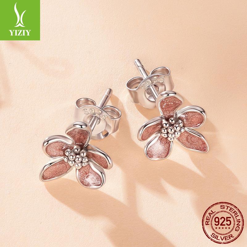 S925 Sterling Silver Autumn Flower Language Stud Earrings Women'S Romantic Autumn Flower Stud Earrings