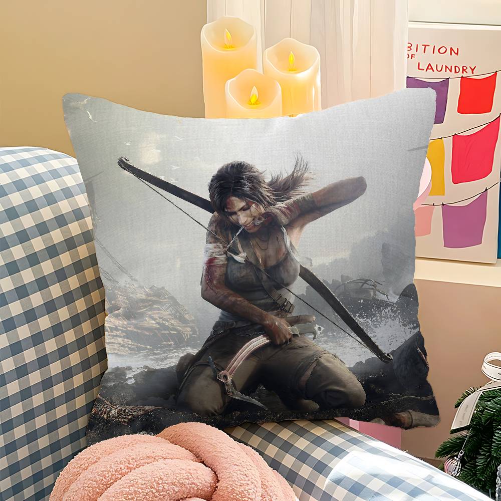 Action Game T-Tomb R-Raider Cushion Cover Car Throw Pillow Case For Sofa Car Christmas Gift 40X40Cm 45X45Cm