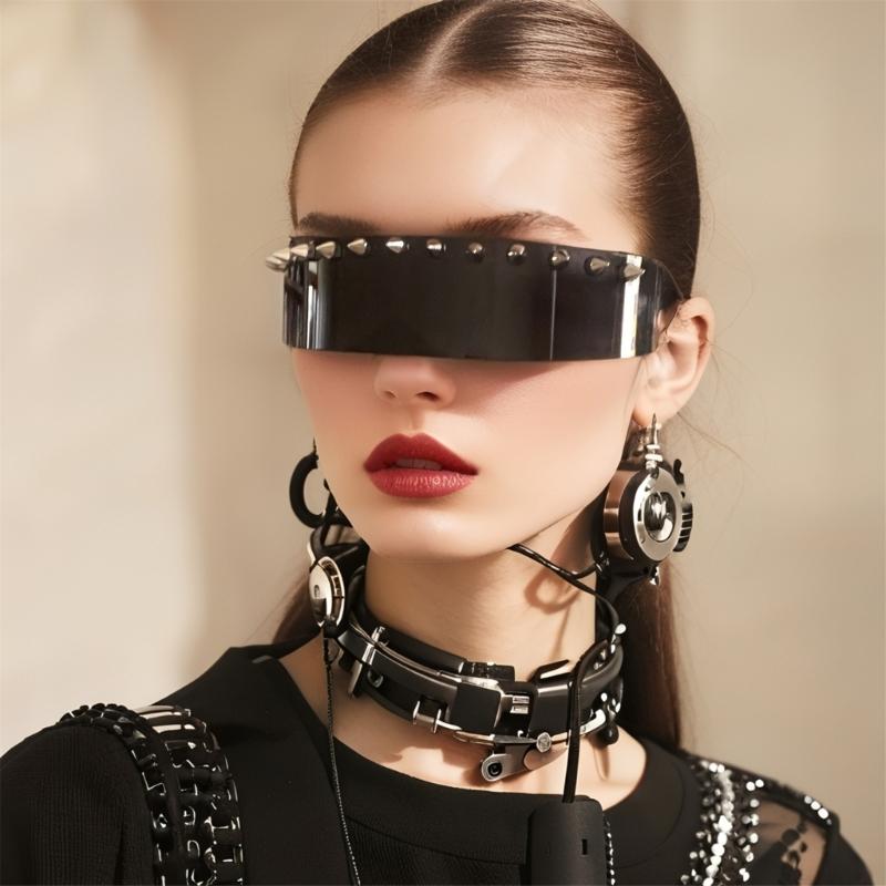 Punk Rivets Sunglasses Lightweight PC Studs Party Dance Eyewear For Outdoor Sports And Street Fashion