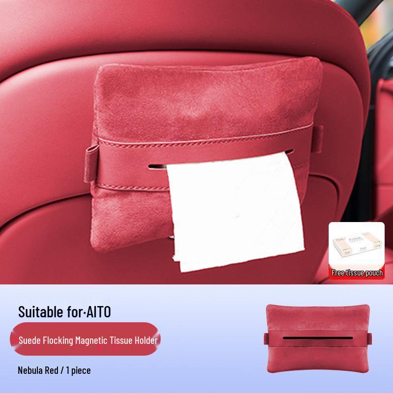 Compatible with Zhi Jie R7/S7: Magnetic Suede Plush Tissue Holder Box for Car Interiors