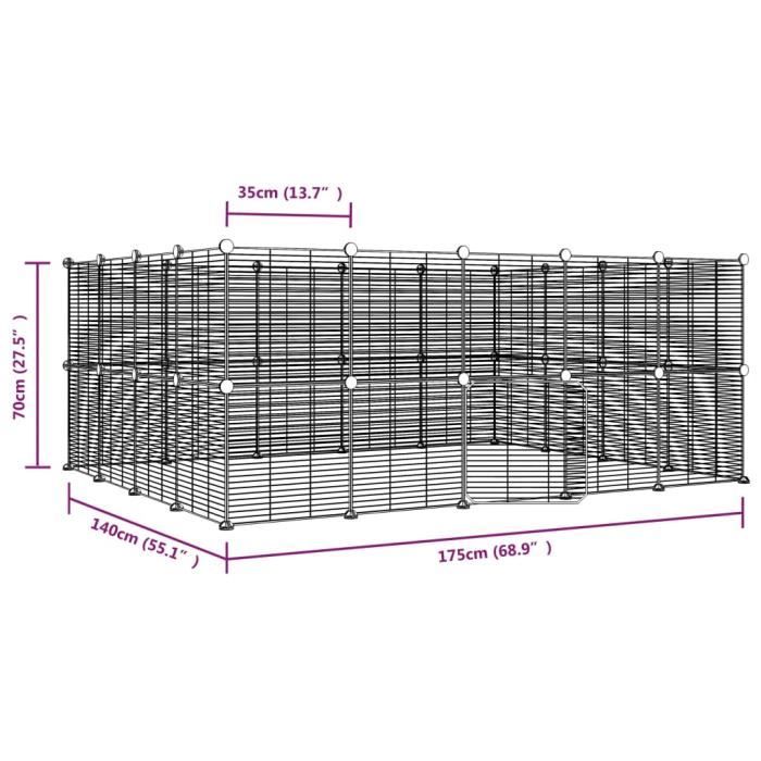 3114045 vidaXL Pet Cage 36 Panels and Door Black 35x35 Cm