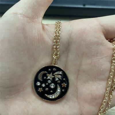 Charm Collier Pendentif Lune Féminin Couleur Or Vintage Bijoux de Mariage Pour Femmes