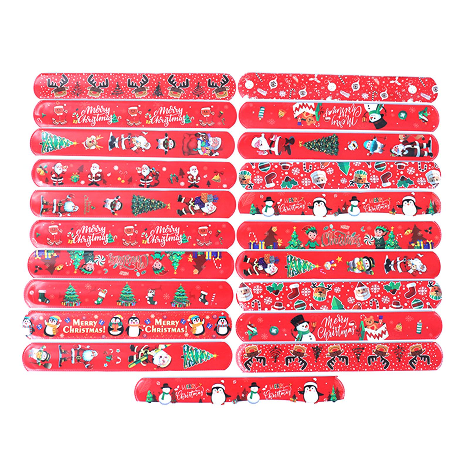 

100Pcs Holiday Slap Wristbands for Christmas Snap Bands for Wrist Decoration Stylish Pat Rings Party Accessories