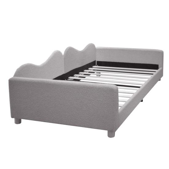 Children Bed Upholstered Bed 90x200cm, Frame Fabric Multifunctional Soft Bed with Backrest and Armrest, Sofa Bed Bed, Youth Bed Guest Bed Gray