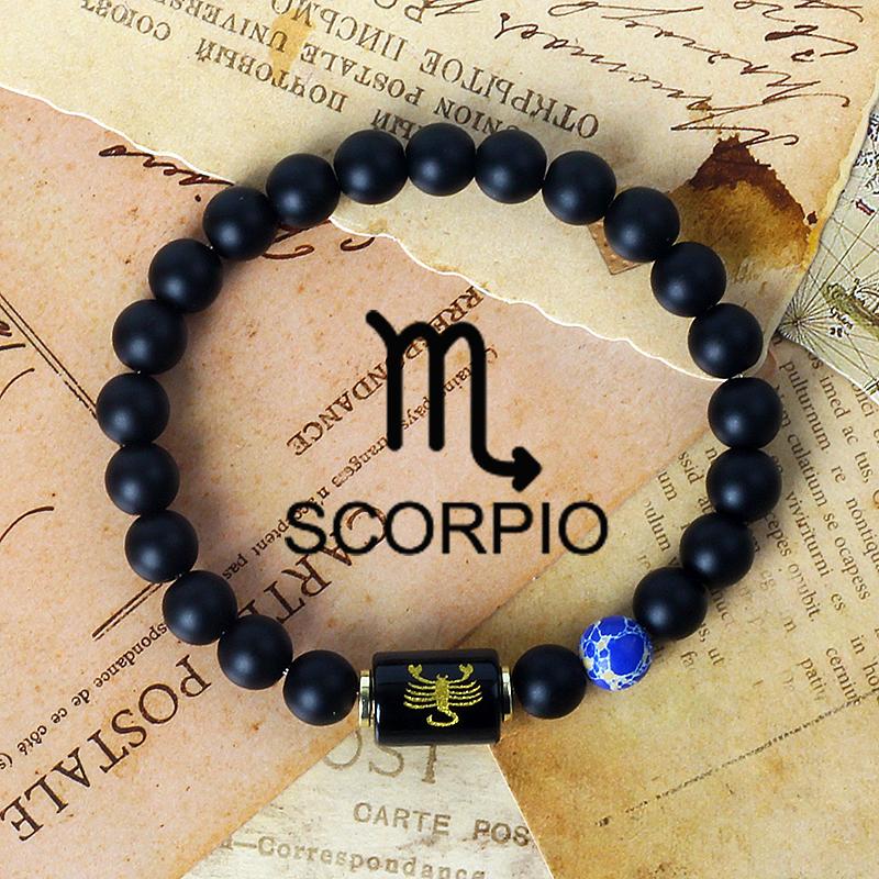 12 Constellation Zodiac Signs Bracelet Men Women Natural Tiger Eye Stone Beaded Couples Bracelets Scorpio Birthday Beads Jewelry