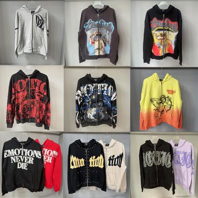 European and American EM Printed Rhinestone Hot Spring Youth American Trendy Zipper Youth Unisex Sweatshirt Jacket