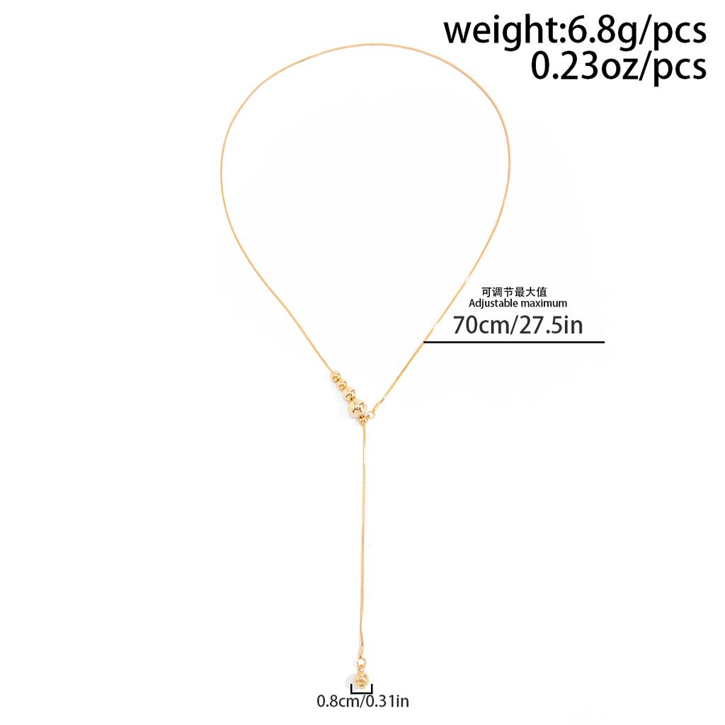 Ingemark Vintage Simple Beads Long Pendant Chokers Necklace for Women Trendy Sexy Gold Color Metal Chain Party New Jewelry Gifts