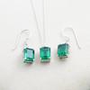 Green Zircon Jewelry Set, Silver Jewelry, Women Necklace Earring, Gift For Her