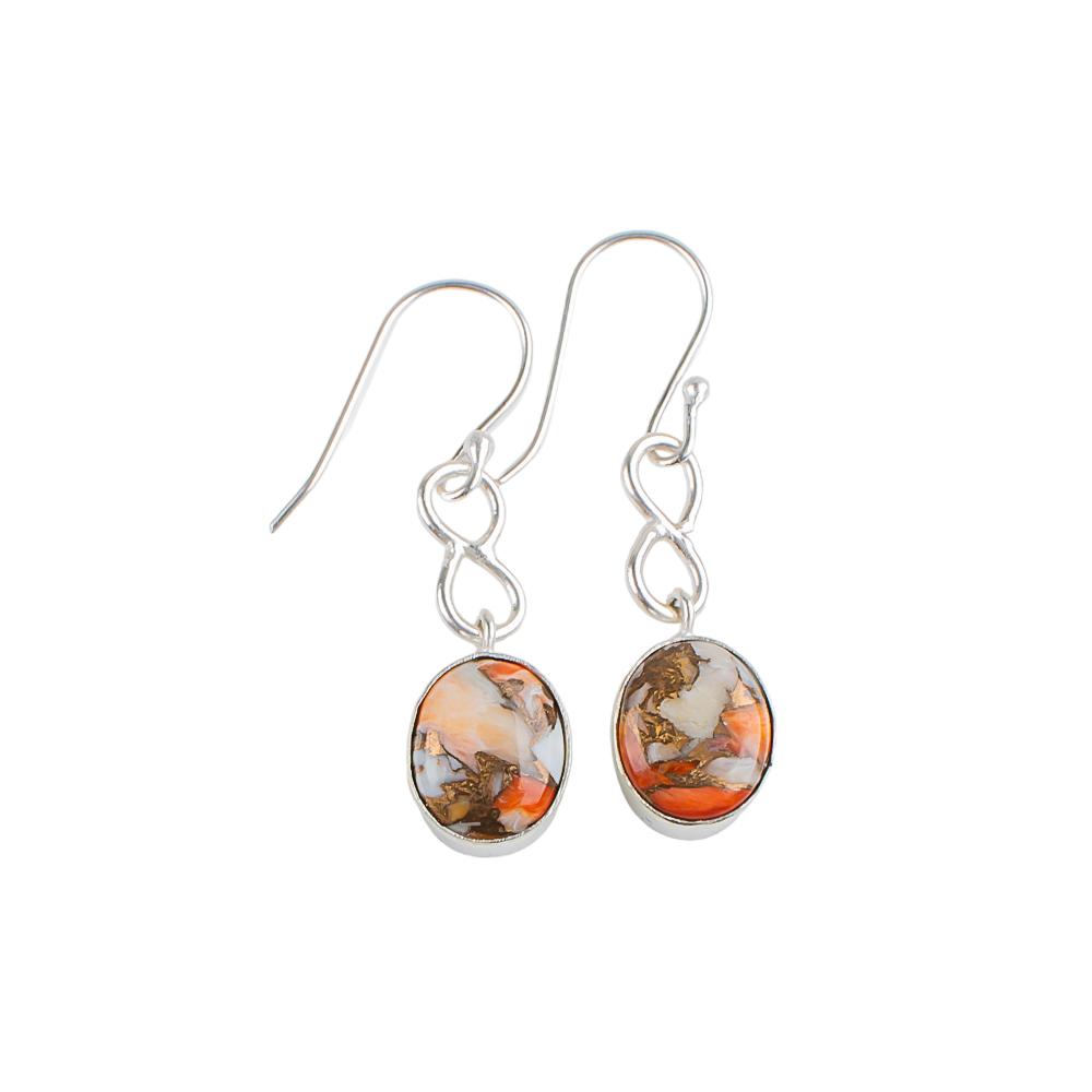 Orange Copper Turquoise Gemstone 925 Sterling Silver Handmade Earrings 1.60" EE-12-39