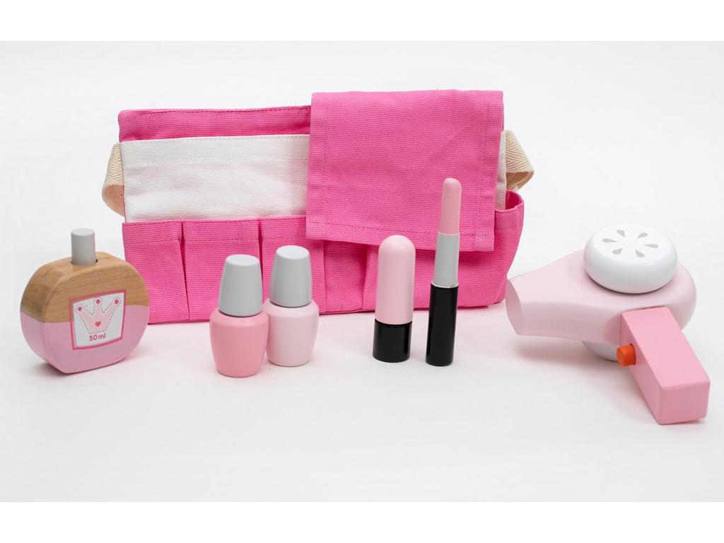 Children's Wooden Pretend Makeup Set: Portable Cosmetics Toy for Dress-Up and Imaginative Play