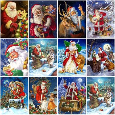 DIY 5D diamant schilderij volledige ronde boor cartoon kerstman diamant borduurwerk mozaïek hars kerstversiering voor thuis