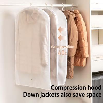 1/3Pcs Hanging Garment Bags with Self Compression Zipper Large Capacity Transparent Space Saving Down Coat Dust Cover Clothes Bags