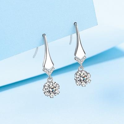 0 .5ct 5mm Mozanit Damla Küpe Kadınlar Için Kar Tanesi S925 Gümüş 18 k Beyaz Altın Kaplama Elmas Küpe Takı