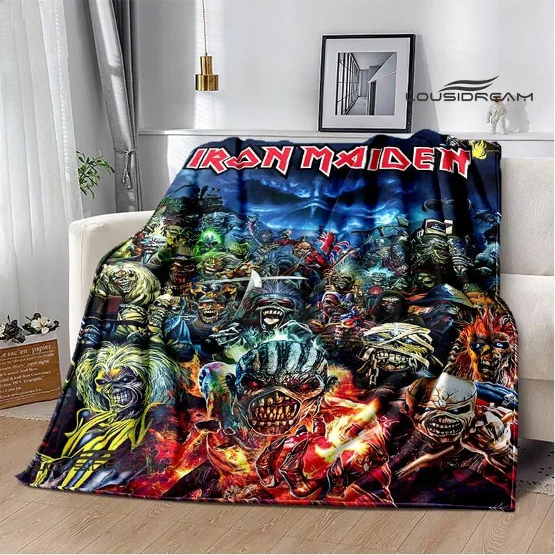 Rock Band I-Iron M-Maiden Printed Blanket Kids Warm Blankets Flannel Soft and Comfortable Blanket Bed Linings Birthday Gift