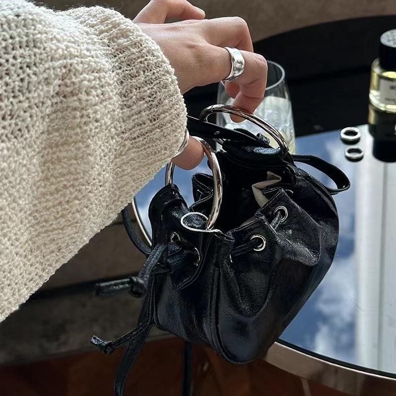 2 niche design versatile silver shoulder crossbody handbag women s mini drawstring pleated small bag fashion