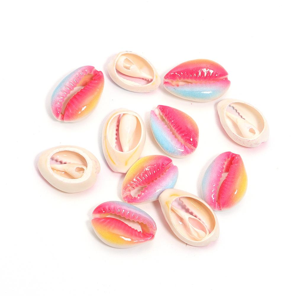 5pcs Fun Creativity Beach Style Retro Random Color Mix Painted Print Shell Beads Jewelry Charm Making DIY Fashion Accessories