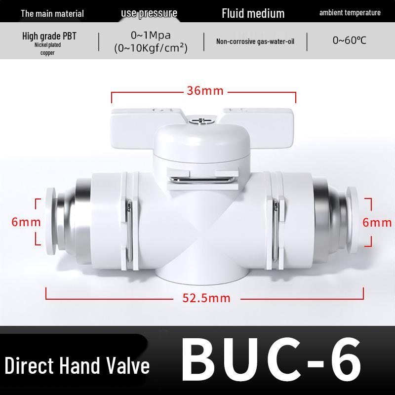 Pneumatic Hand Valve Set with Quick-Plug Connectors BUC 4/6/8/10mm