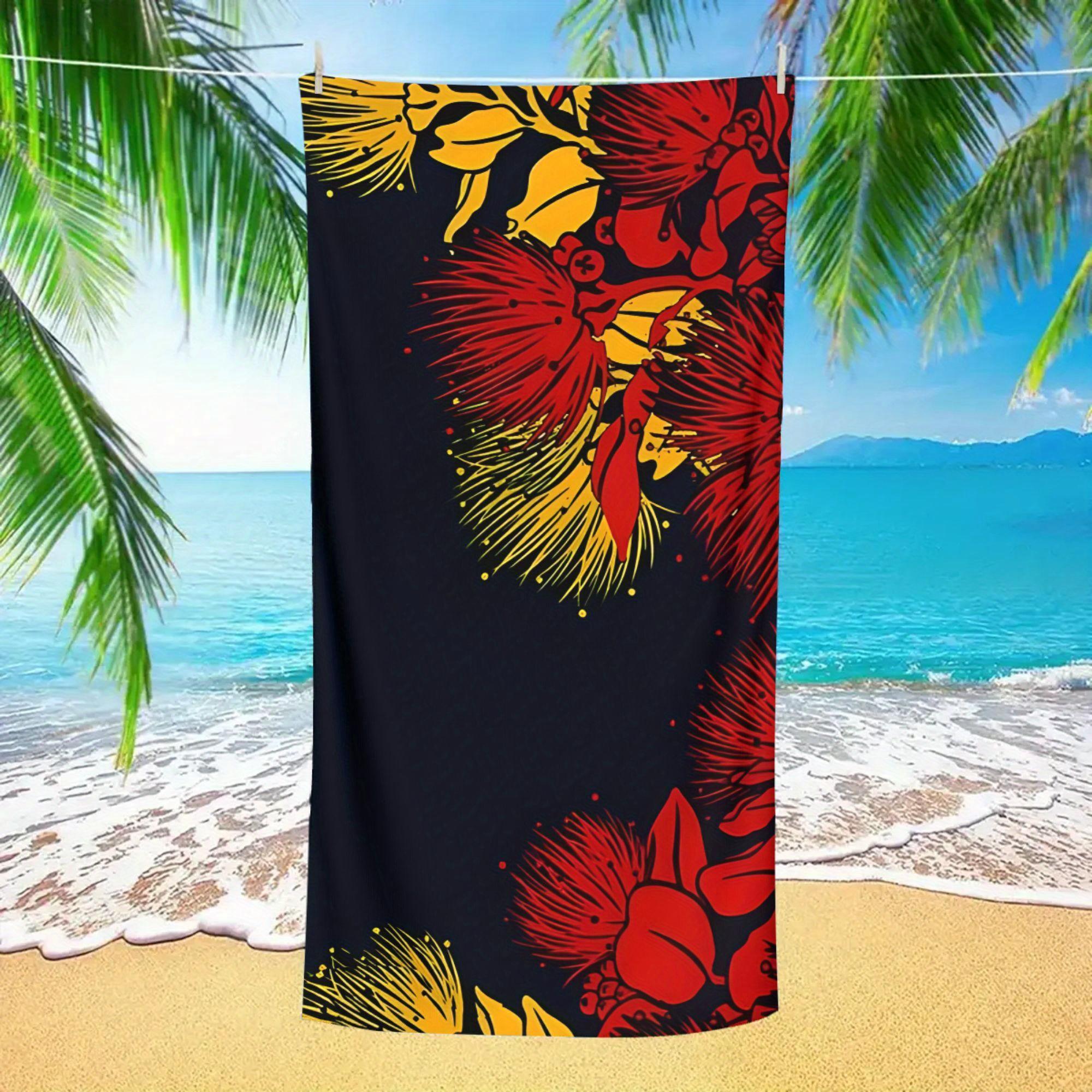

1PC Kilauea Lehua Blossoms Beach Towel Polyester Quick-Drying Lightweight Soft Towel for Swimming Surfing Camping Travel Beach E W30*H60(CM)
