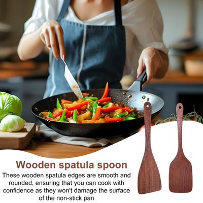 2 Stück Holzspatel Quadratische Diagonale Spatel Set zum Kochen Rühren Wok