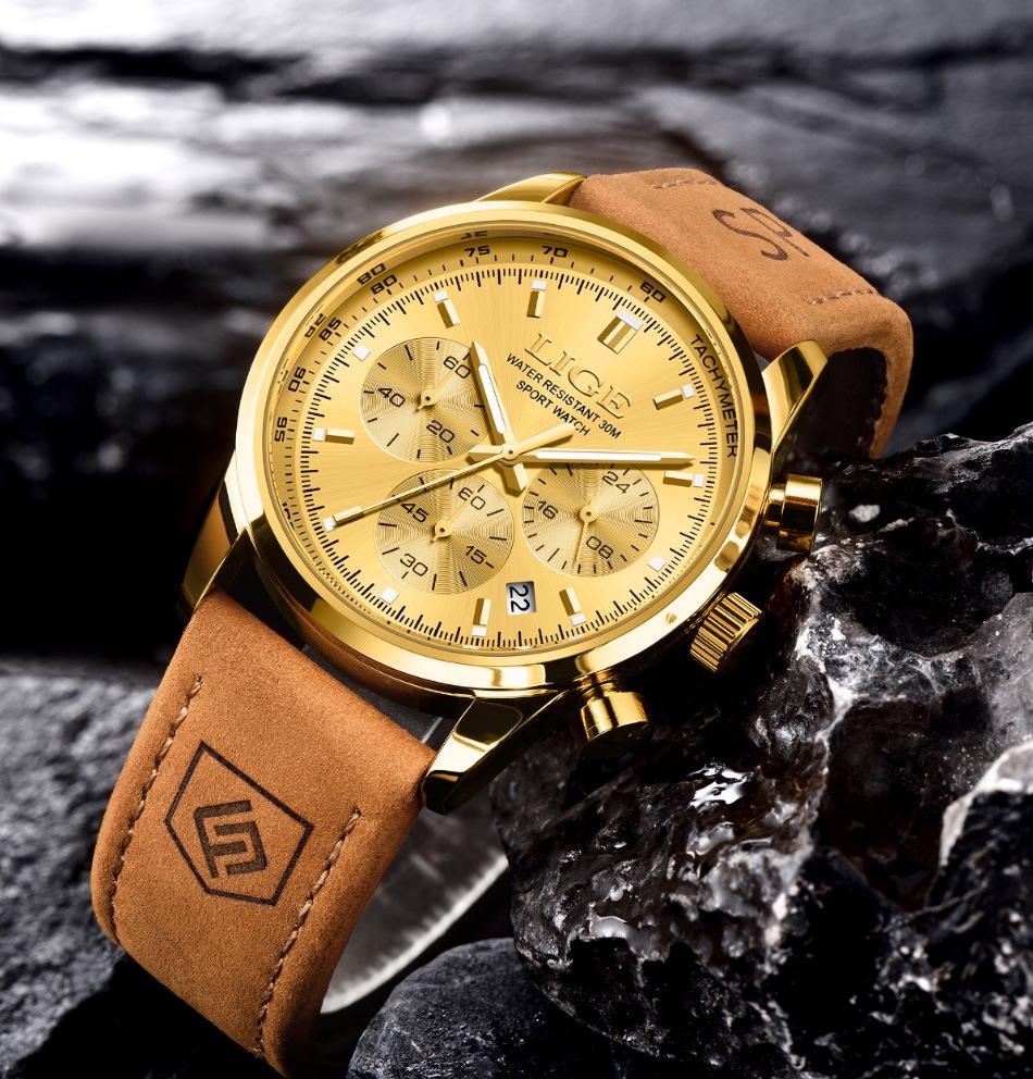 LIGE Men's Multifunctional Waterproof Quartz Watch - Luminous Business Design