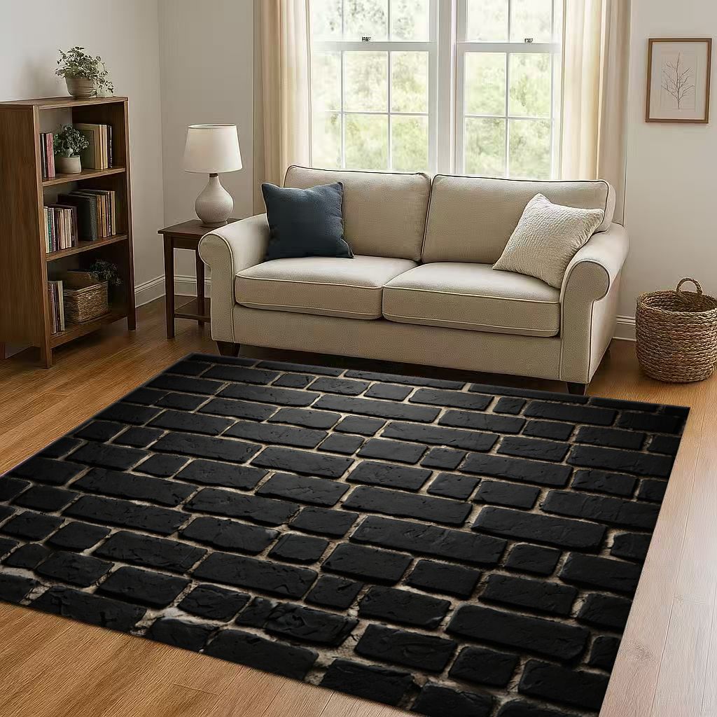 HD Retro Brick Stone Building Wall Art Living Room Non-Slip Area Rug Soft Carpet for Bedroom Playroom Sofa,Home Decor Doormat