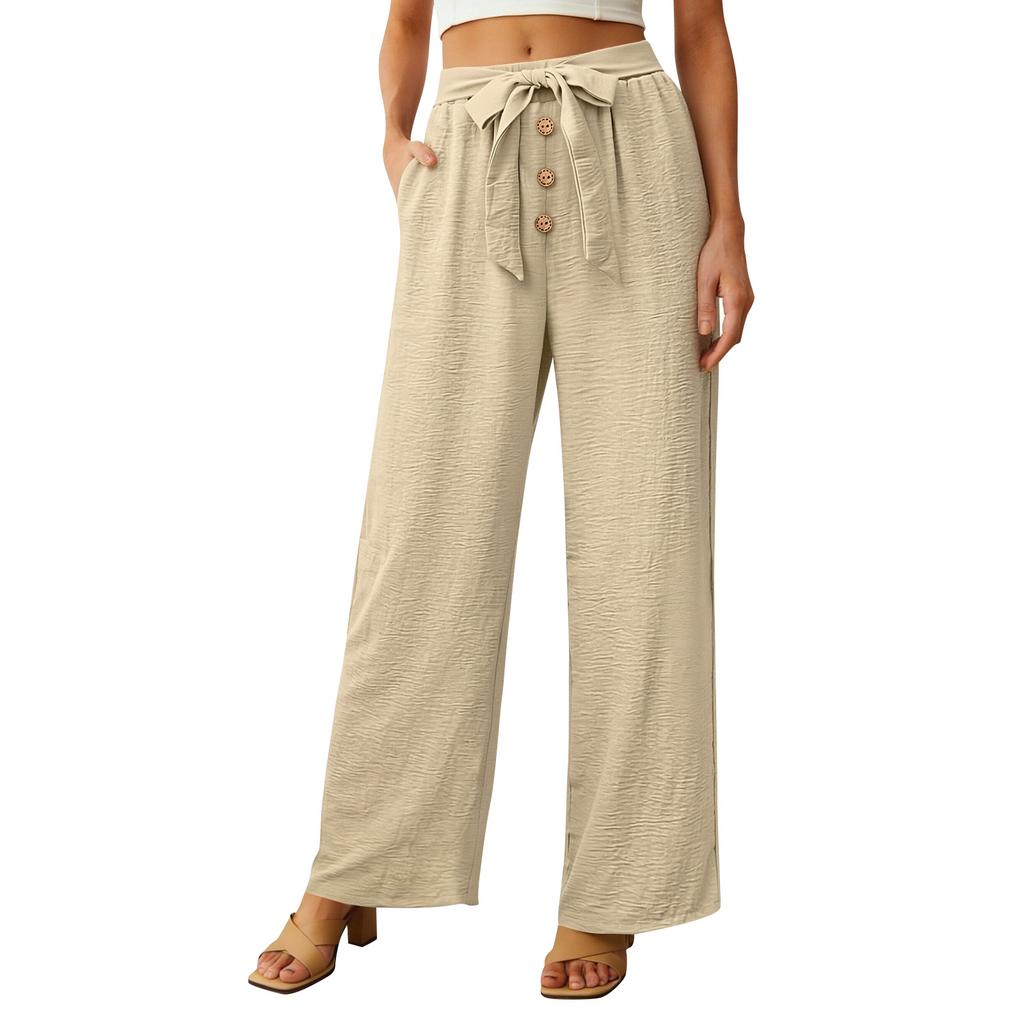 Women's Loose-fitting Wide-leg Pants, Casual Loose-fitting Pants, High-elastic Waistband, Long Pants With Pockets