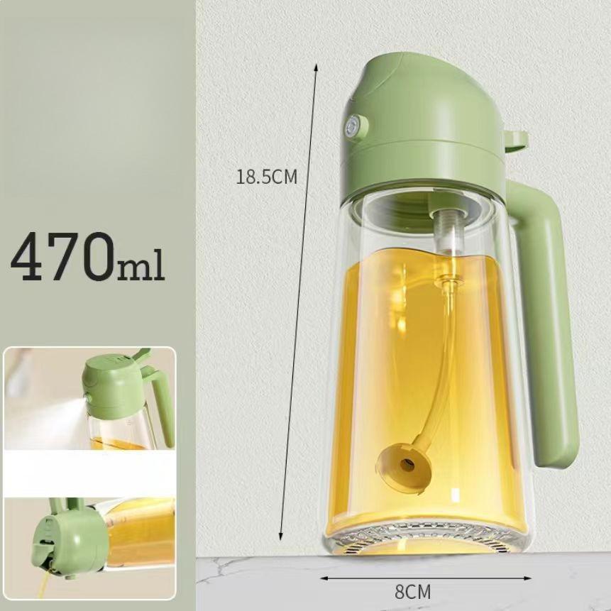 470ml 2in1 Olivenöl-Spenderflasche mit Ausgießer Ölsprüher Speiseöl-Spray Glasbehälter BBQ Backen Picknick Heimküchenwerkzeug